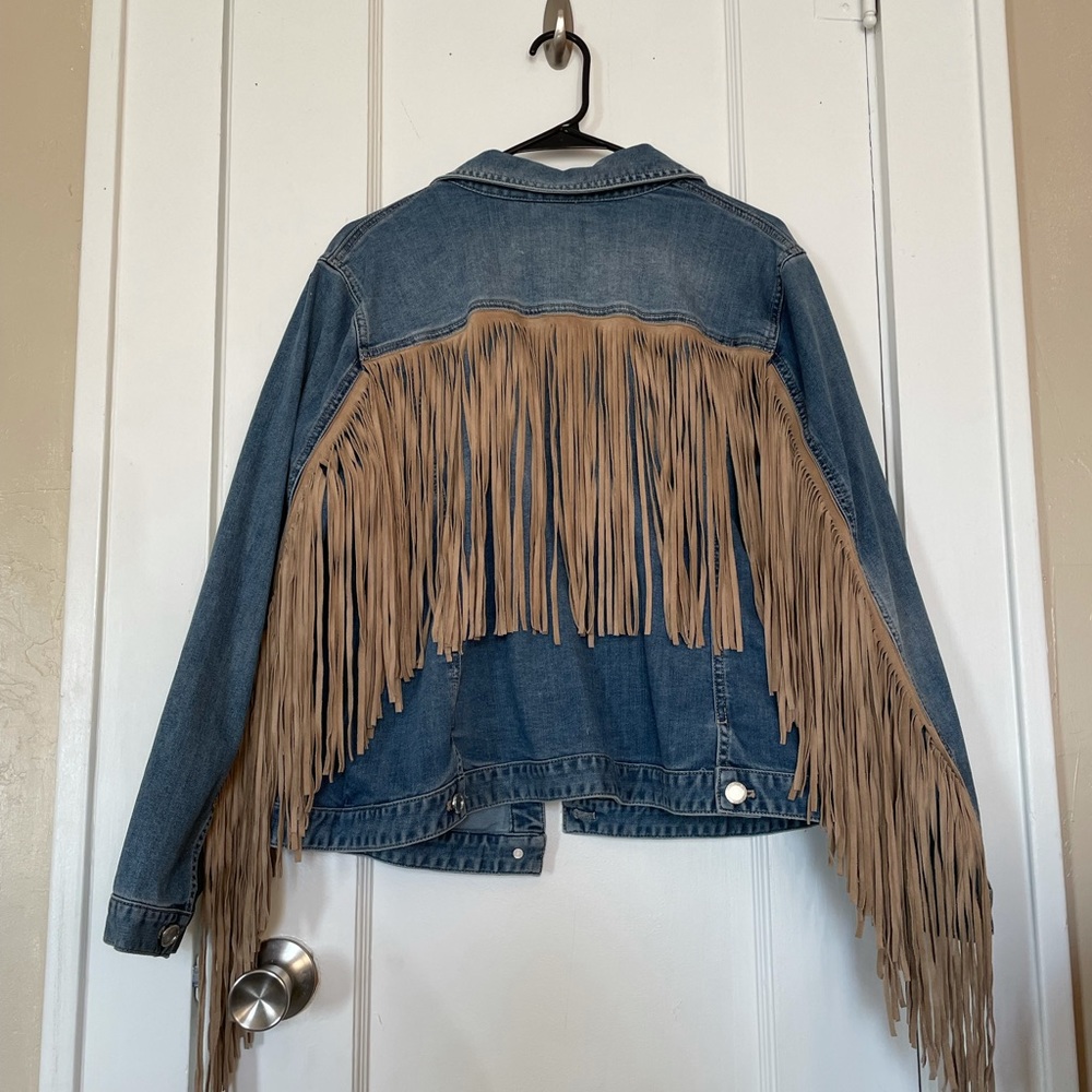 Chico's Platinum Fringed Denim Jacket